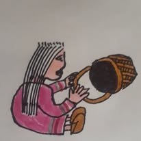 Native girl with basket
